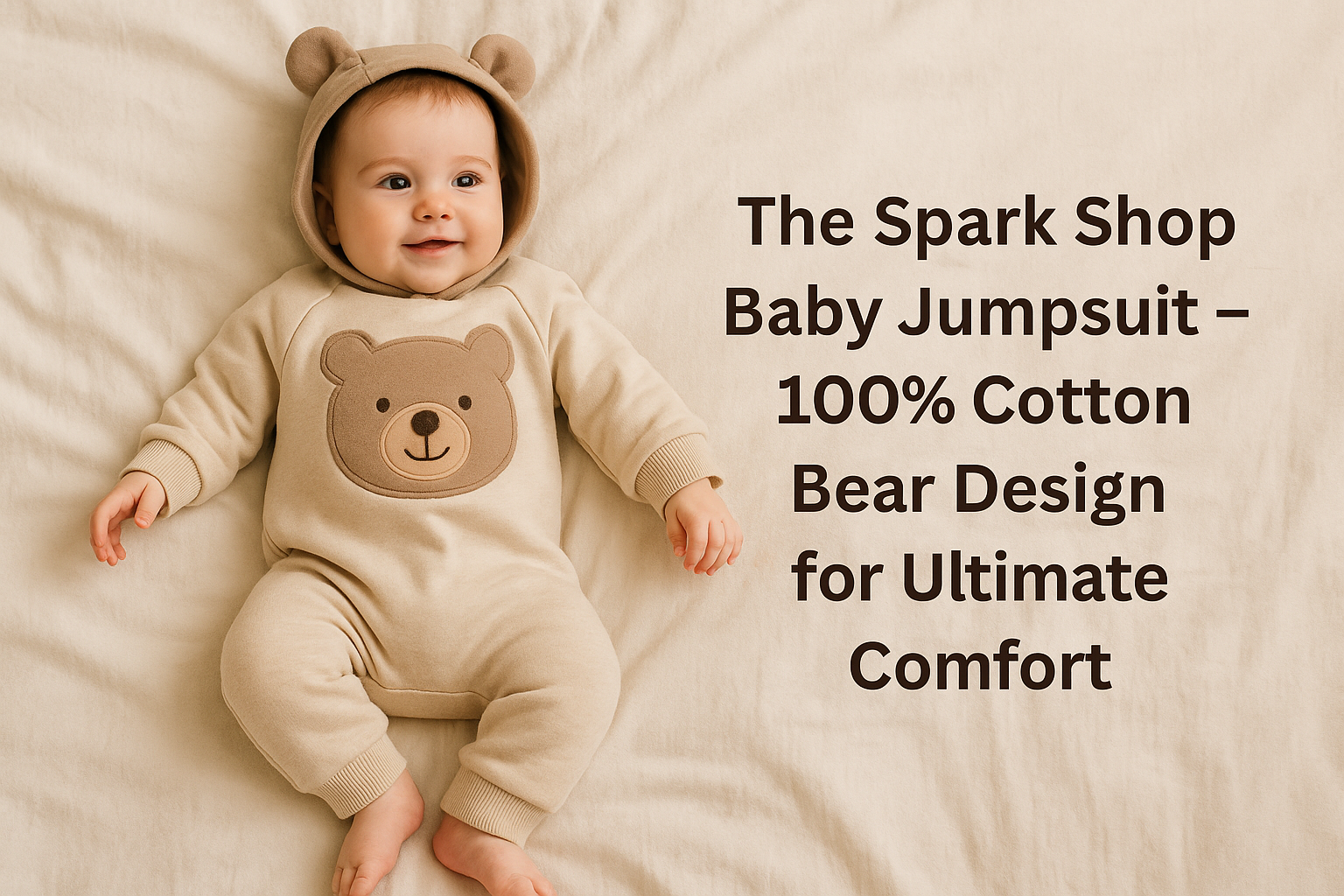 The Spark Shop Baby Jumpsuit – 100% Cotton Bear Design for Ultimate Comfort
